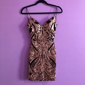 Windsor Black and Rose Gold Sequin Dress